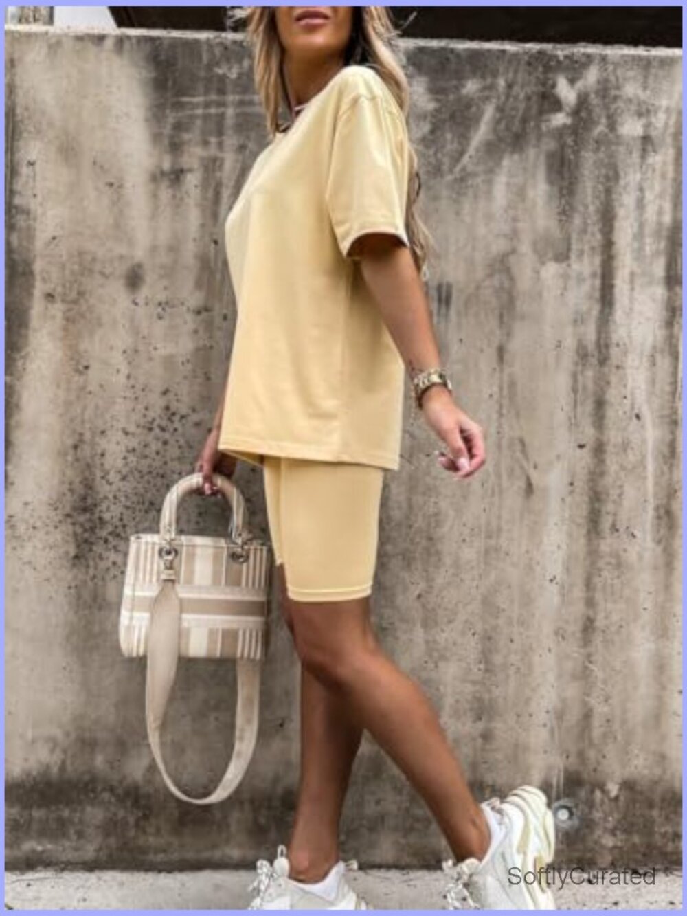 2 Piece Lounge Set Oversized Tee & Biker Shorts Summer Outfit - Picture 5 of 7